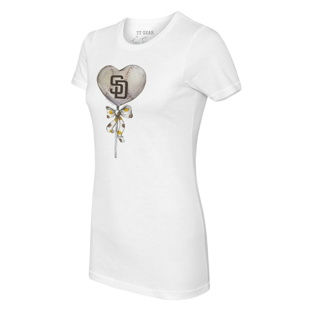 San Diego Padres Tiny Turnip Women's Heart Lolly T-Shirt - White