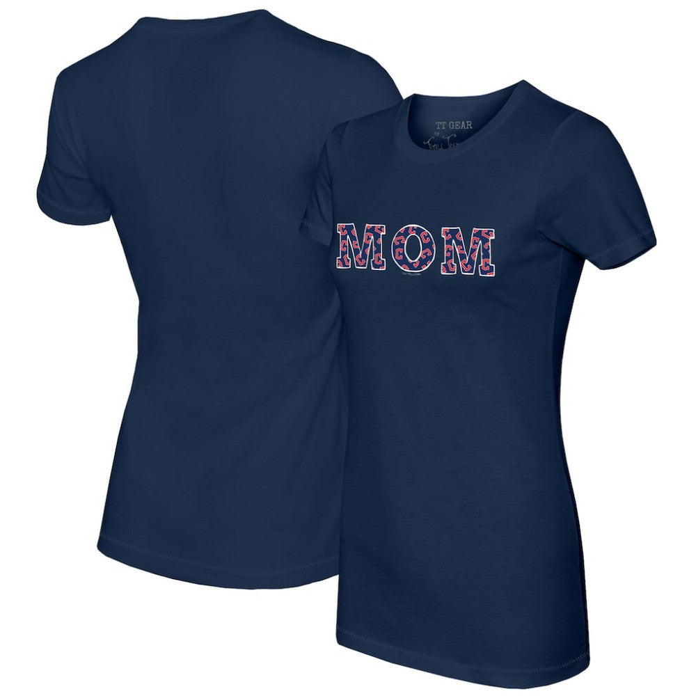 Cleveland Guardians Tiny Turnip Women's Logo Mom T-Shirt - Navy