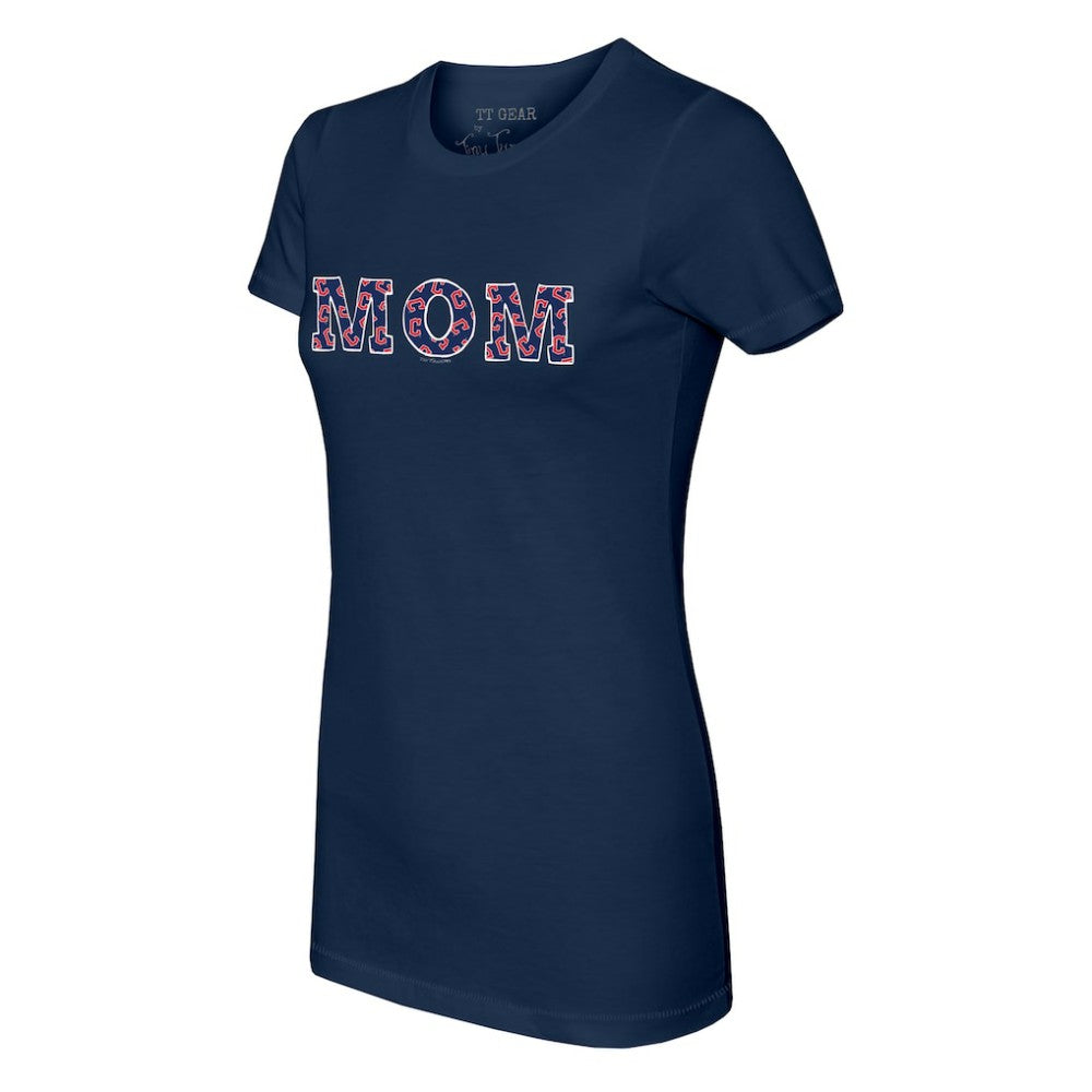 Cleveland Guardians Tiny Turnip Women's Logo Mom T-Shirt - Navy