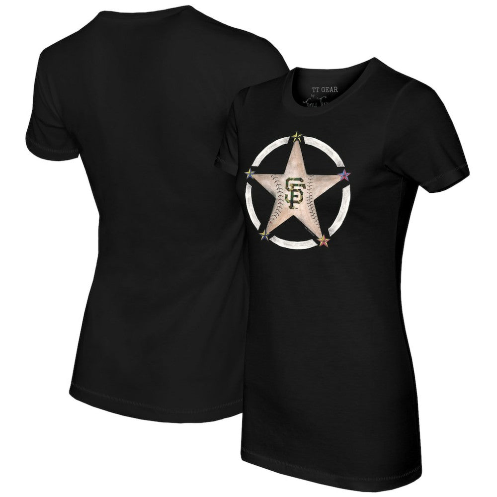 San Francisco Giants Tiny Turnip Women's Military Star T-Shirt - Black
