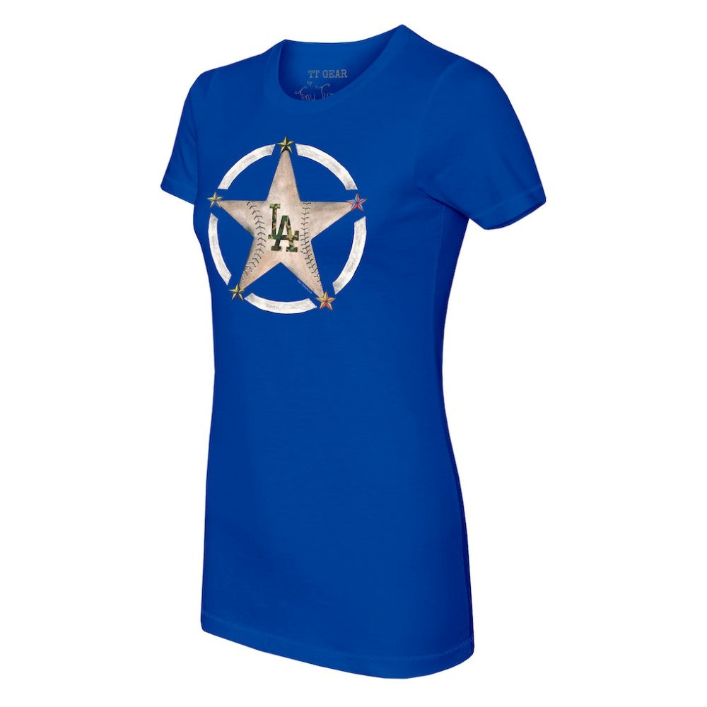 Los Angeles Dodgers Tiny Turnip Women's Military Star T-Shirt - Royal