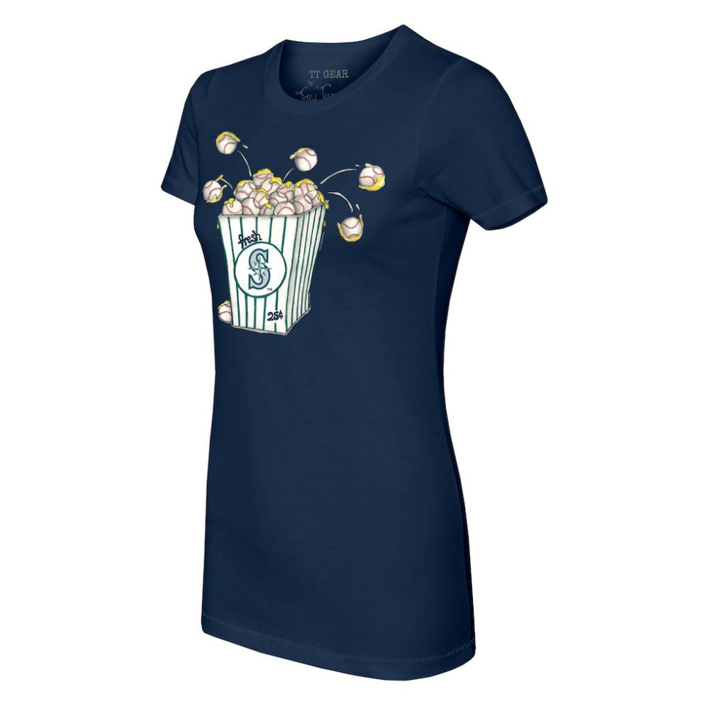 Seattle Mariners Tiny Turnip Women's Popcorn T-Shirt - Navy