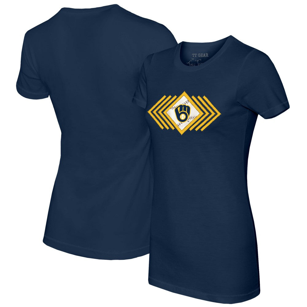 Milwaukee Brewers Tiny Turnip Women's Prism Arrows T-Shirt - Navy