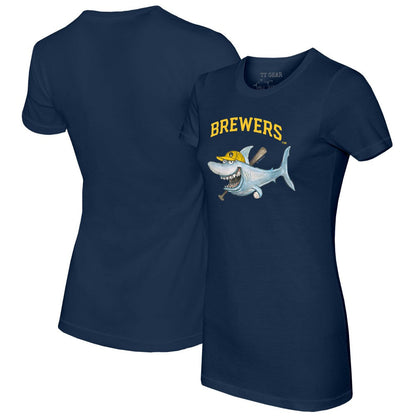 Milwaukee Brewers Tiny Turnip Women's Shark T-Shirt - Navy