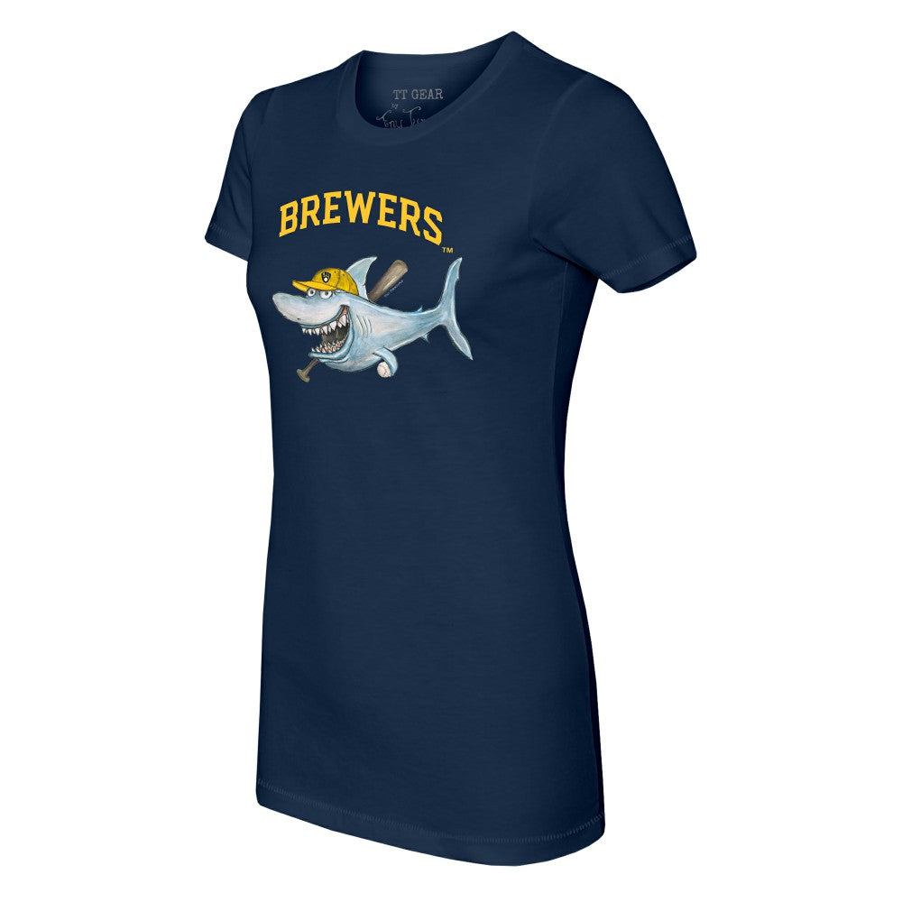 Milwaukee Brewers Tiny Turnip Women's Shark T-Shirt - Navy