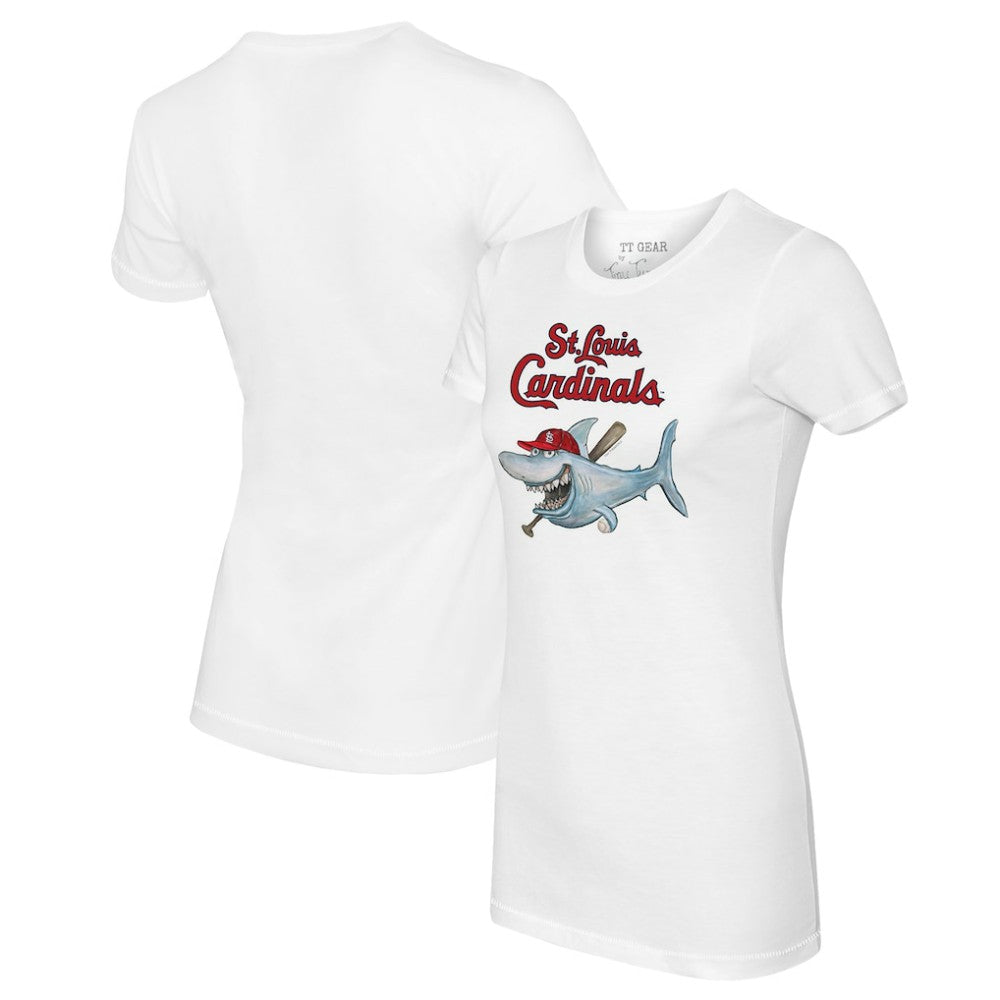 St. Louis Cardinals Tiny Turnip Women's Shark Logo T-Shirt - White