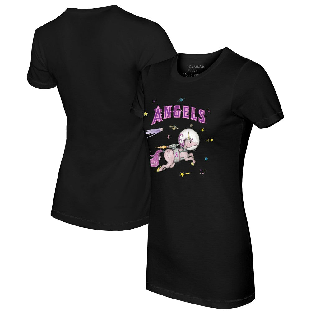 Los Angeles Angels Tiny Turnip Women's Space Unicorn T-Shirt - Black