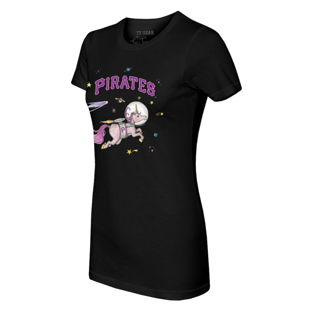 Pittsburgh Pirates Tiny Turnip Women's Space Unicorn T-Shirt - Black