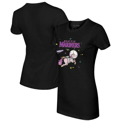 Seattle Mariners Tiny Turnip Women's Space Unicorn T-Shirt - Black