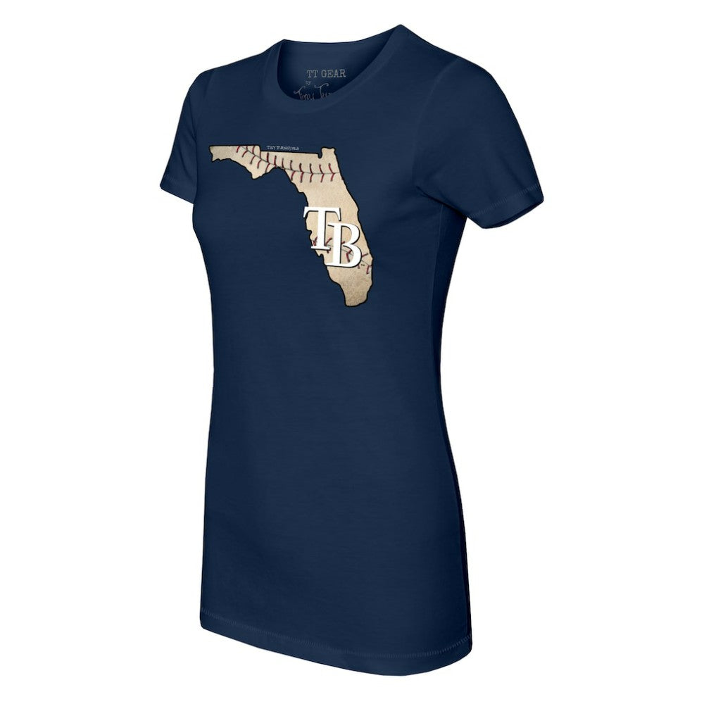 Tampa Bay Rays Tiny Turnip Women's State Outline T-Shirt - Navy