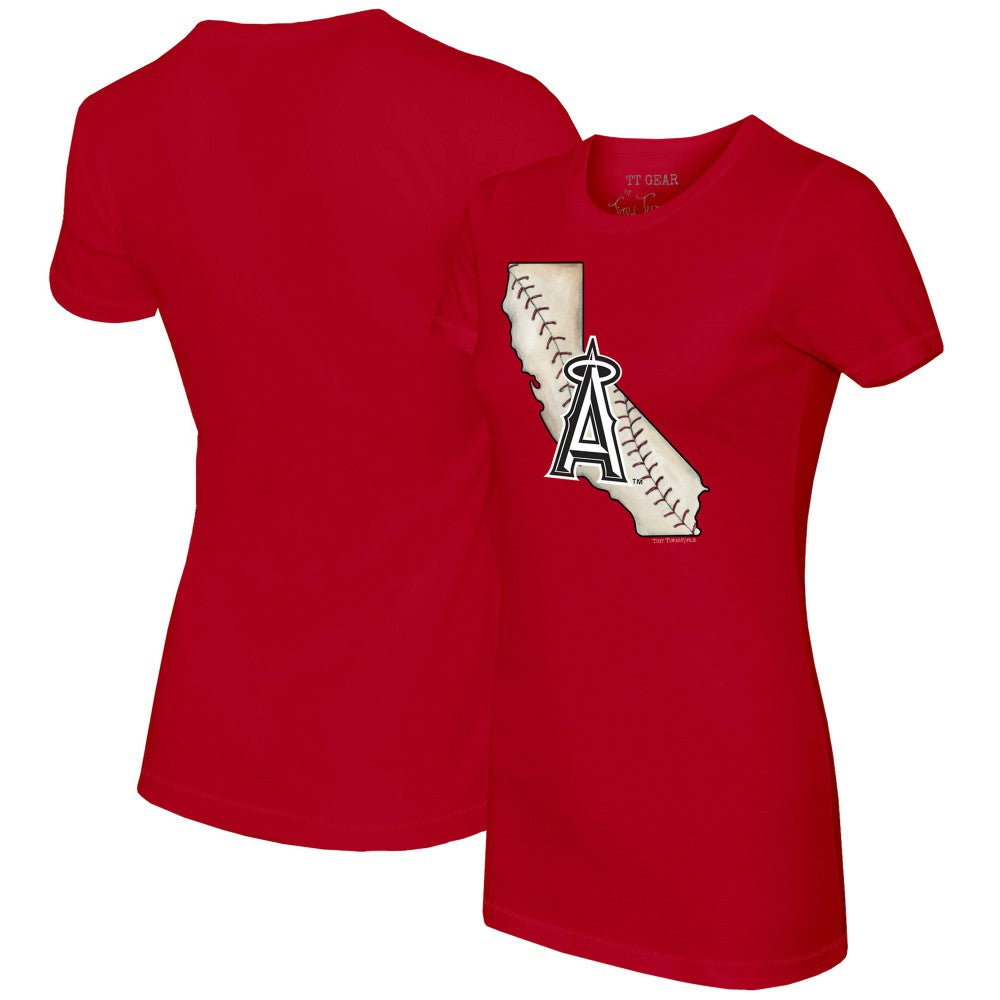 Los Angeles Angels Tiny Turnip Women's State Outline T-Shirt - Red