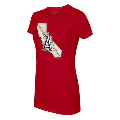 Los Angeles Angels Tiny Turnip Women's State Outline T-Shirt - Red