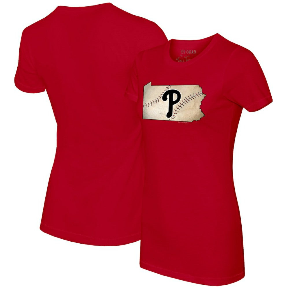 Philadelphia Phillies Tiny Turnip Women's State Outline T-Shirt - Red