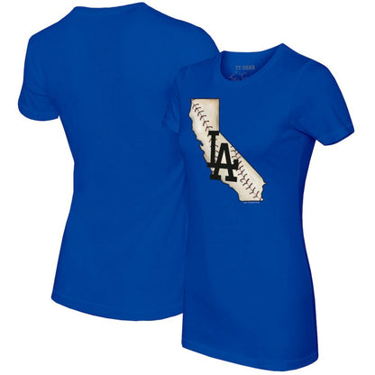 Los Angeles Dodgers Tiny Turnip Women's State Outline T-Shirt - Royal