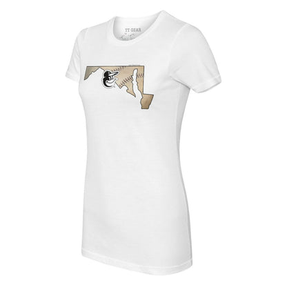 Baltimore Orioles Tiny Turnip Women's State Outline T-Shirt - White