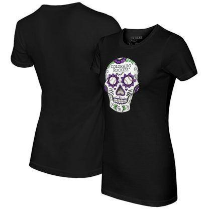 Colorado Rockies Tiny Turnip Women's Sugar Skull T-Shirt - Black