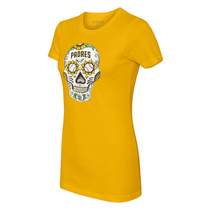 San Diego Padres Tiny Turnip Women's Sugar Skull T-Shirt - Gold