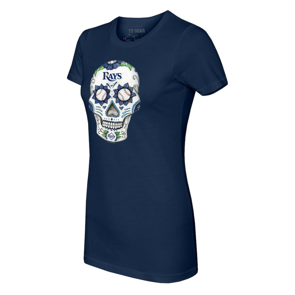 Tampa Bay Rays Tiny Turnip Women's Sugar Skull T-Shirt - Navy