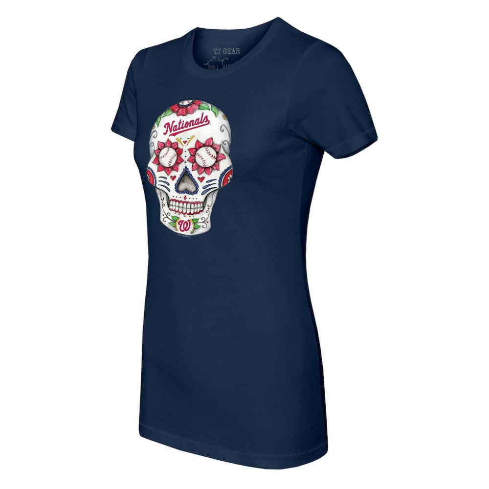 Washington Nationals Tiny Turnip Women's Sugar Skull T-Shirt - Navy
