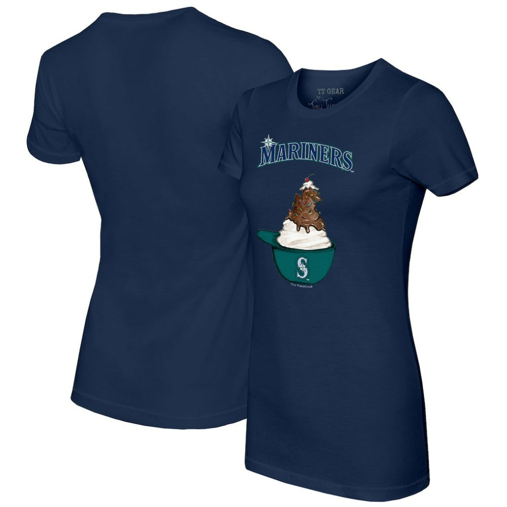 Seattle Mariners Tiny Turnip Women's Sundae Helmet T-Shirt - Navy