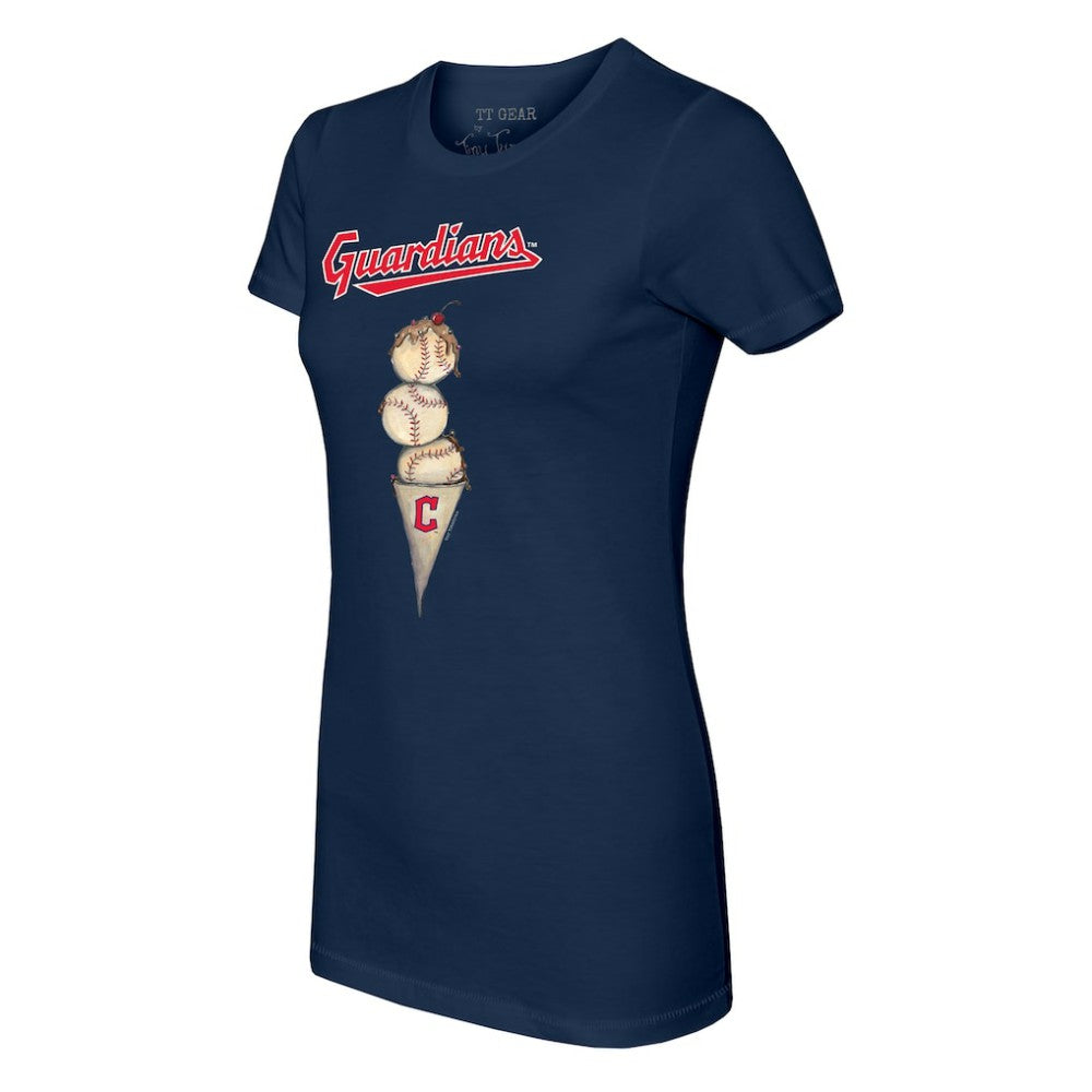 Cleveland Guardians Tiny Turnip Women's Triple Scoop T-Shirt - Navy