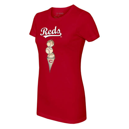 Cincinnati Reds Tiny Turnip Women's Triple Scoop T-Shirt - Red