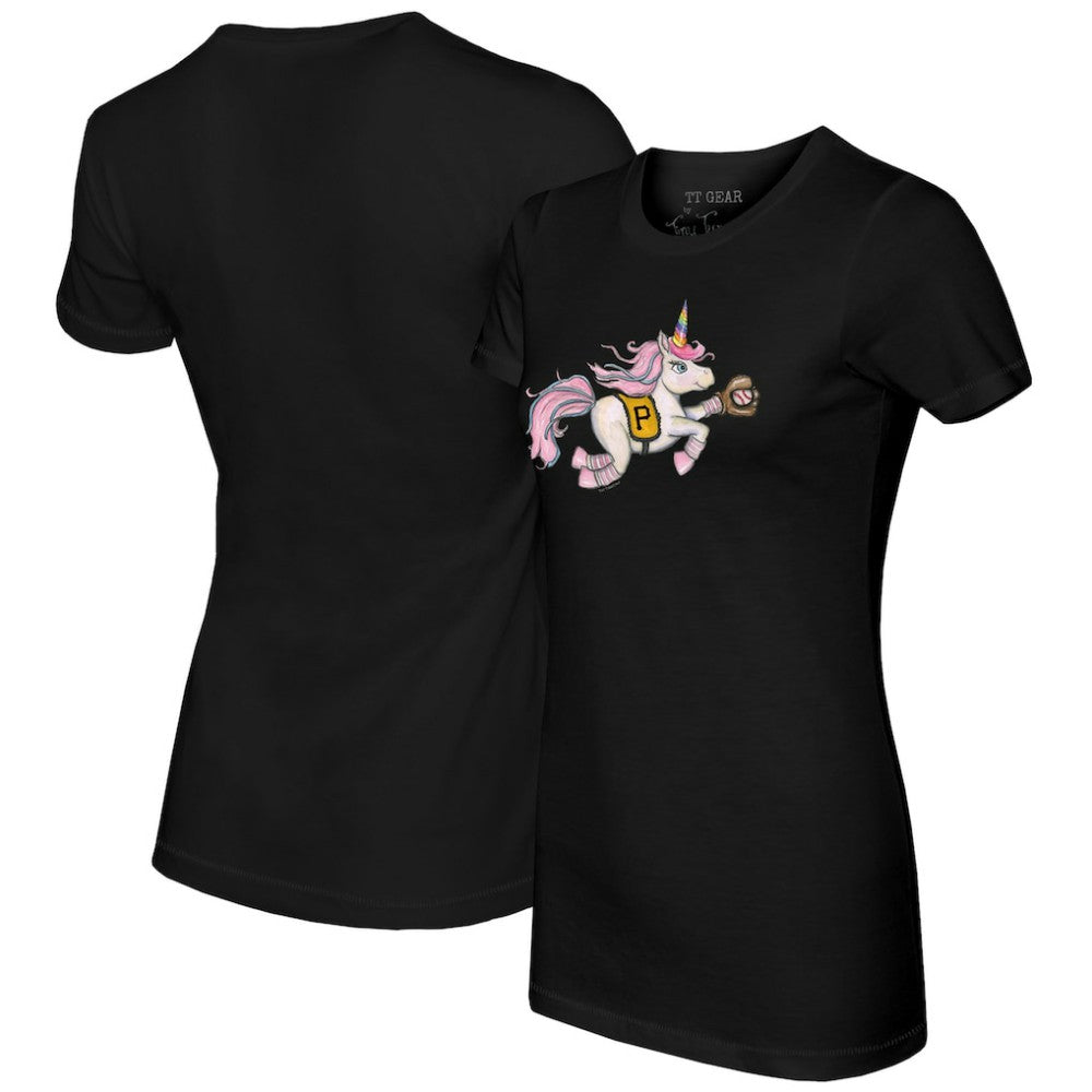 Pittsburgh Pirates Tiny Turnip Women's Unicorn T-Shirt - Black