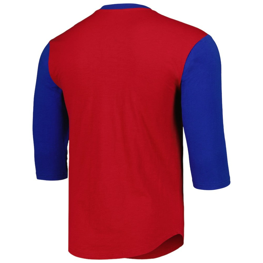 Chicago Cubs Cooperstown Collection Legendary Slub Henley 3/4-Sleeve T-Shirt - Red | Mitchell & Ness