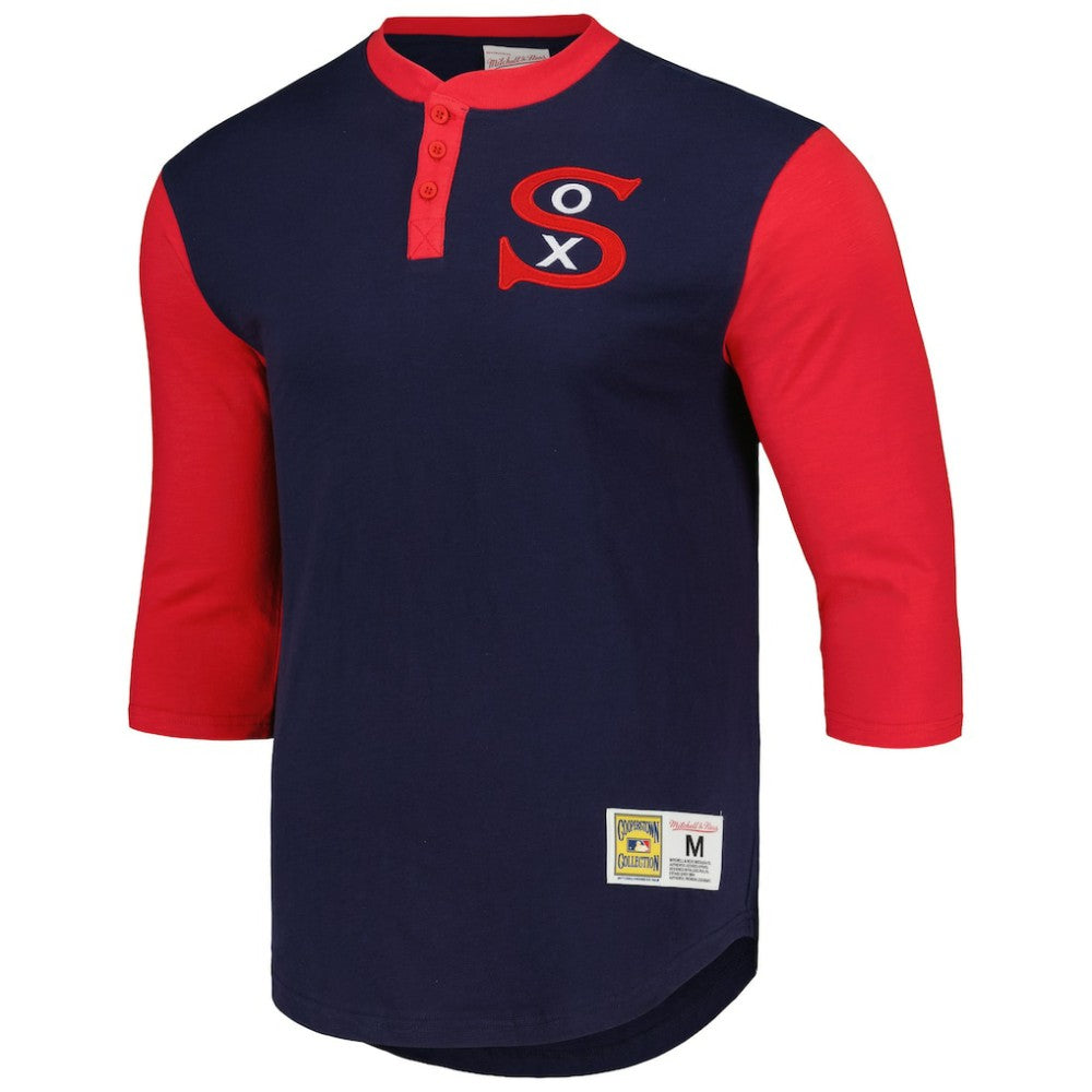 Chicago White Sox Cooperstown Collection Legendary Slub Henley 3/4-Sleeve T-Shirt - Navy | Mitchell & Ness