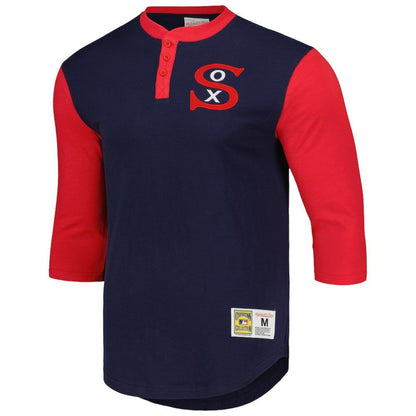 Chicago White Sox Cooperstown Collection Legendary Slub Henley 3/4-Sleeve T-Shirt - Navy | Mitchell & Ness