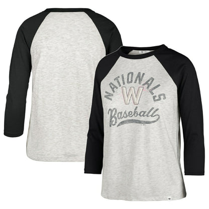 Washington Nationals Women's City Connect Retro Daze Ava Raglan 3/4-Sleeve T-Shirt - Gray | 47 brand