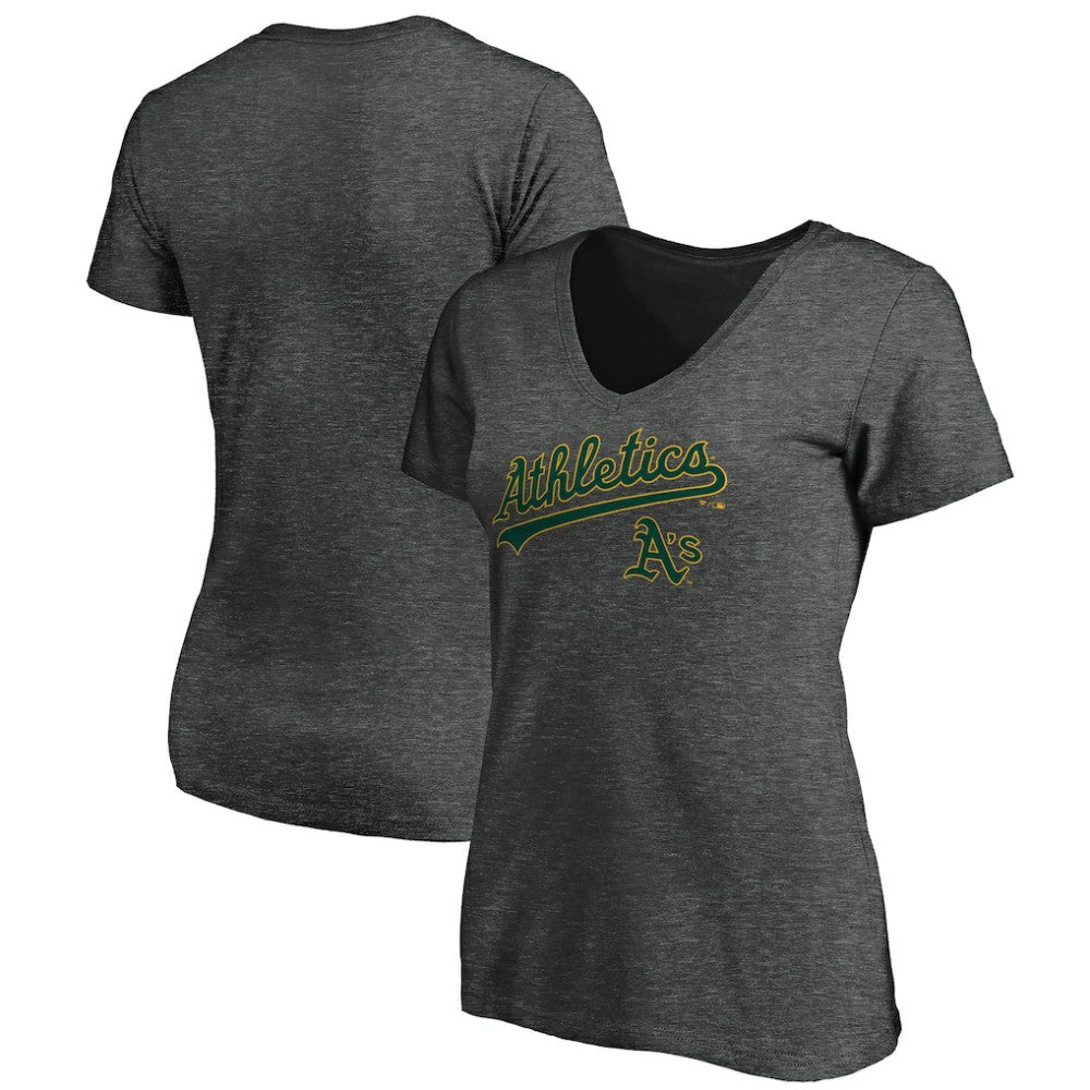 Athletics Women's Core Team Lock Up V-Neck T-Shirt - Charcoal