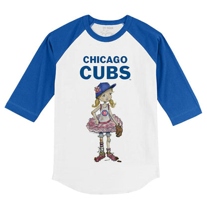 Chicago Cubs Tiny Turnip Youth Babes 3/4-Sleeve Raglan T-Shirt - White/Royal