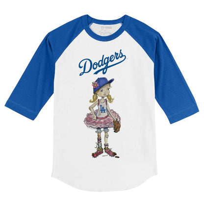 Los Angeles Dodgers Tiny Turnip Youth Babes 3/4-Sleeve Raglan T-Shirt - White/Royal