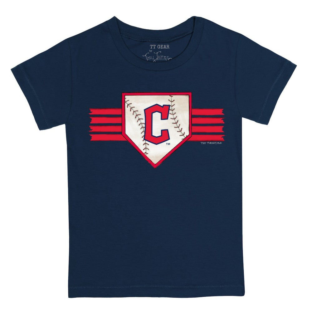 Cleveland Guardians Tiny Turnip Youth Base Stripe T-Shirt - Navy