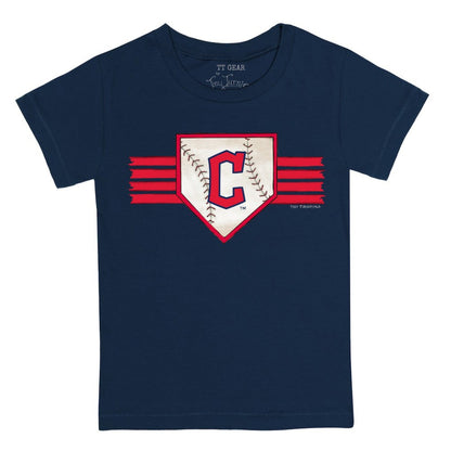 Cleveland Guardians Tiny Turnip Youth Base Stripe T-Shirt - Navy