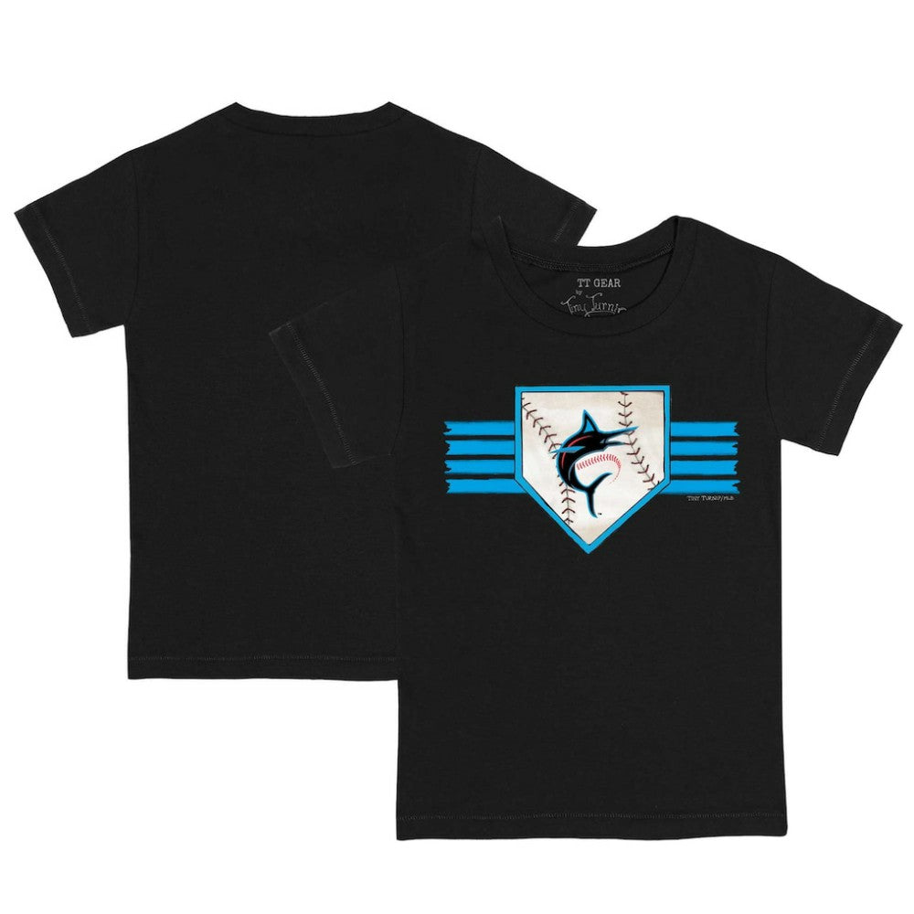 Miami Marlins Tiny Turnip Youth Base Stripe T-Shirt - Black