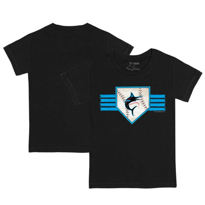 Miami Marlins Tiny Turnip Youth Base Stripe T-Shirt - Black