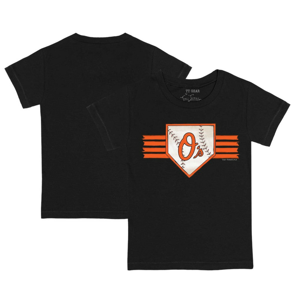Baltimore Orioles Tiny Turnip Youth Base Stripe T-Shirt - Black