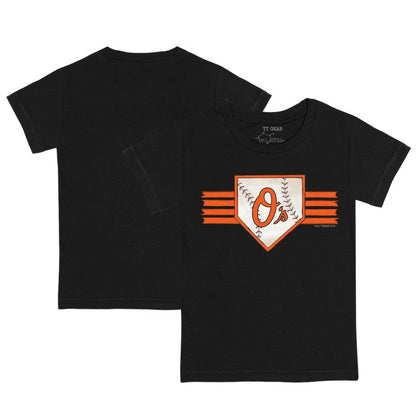 Baltimore Orioles Tiny Turnip Youth Base Stripe T-Shirt - Black