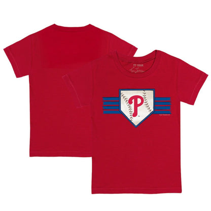 Philadelphia Phillies Tiny Turnip Youth Base Stripe T-Shirt - Red