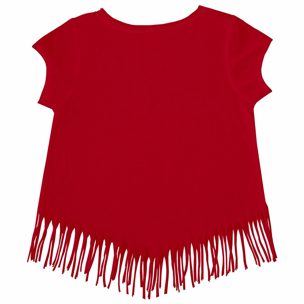 Cincinnati Reds Tiny Turnip Girls Youth Baseball Cross Bats Fringe T-Shirt - Red