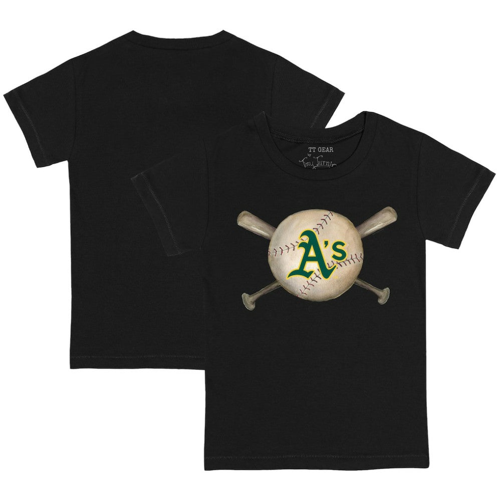 Athletics Tiny Turnip Youth Baseball Cross Bats T-Shirt - Black