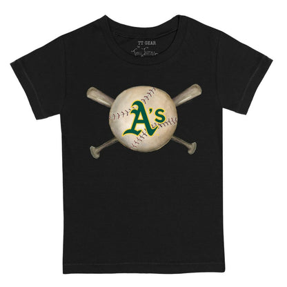 Athletics Tiny Turnip Youth Baseball Cross Bats T-Shirt - Black