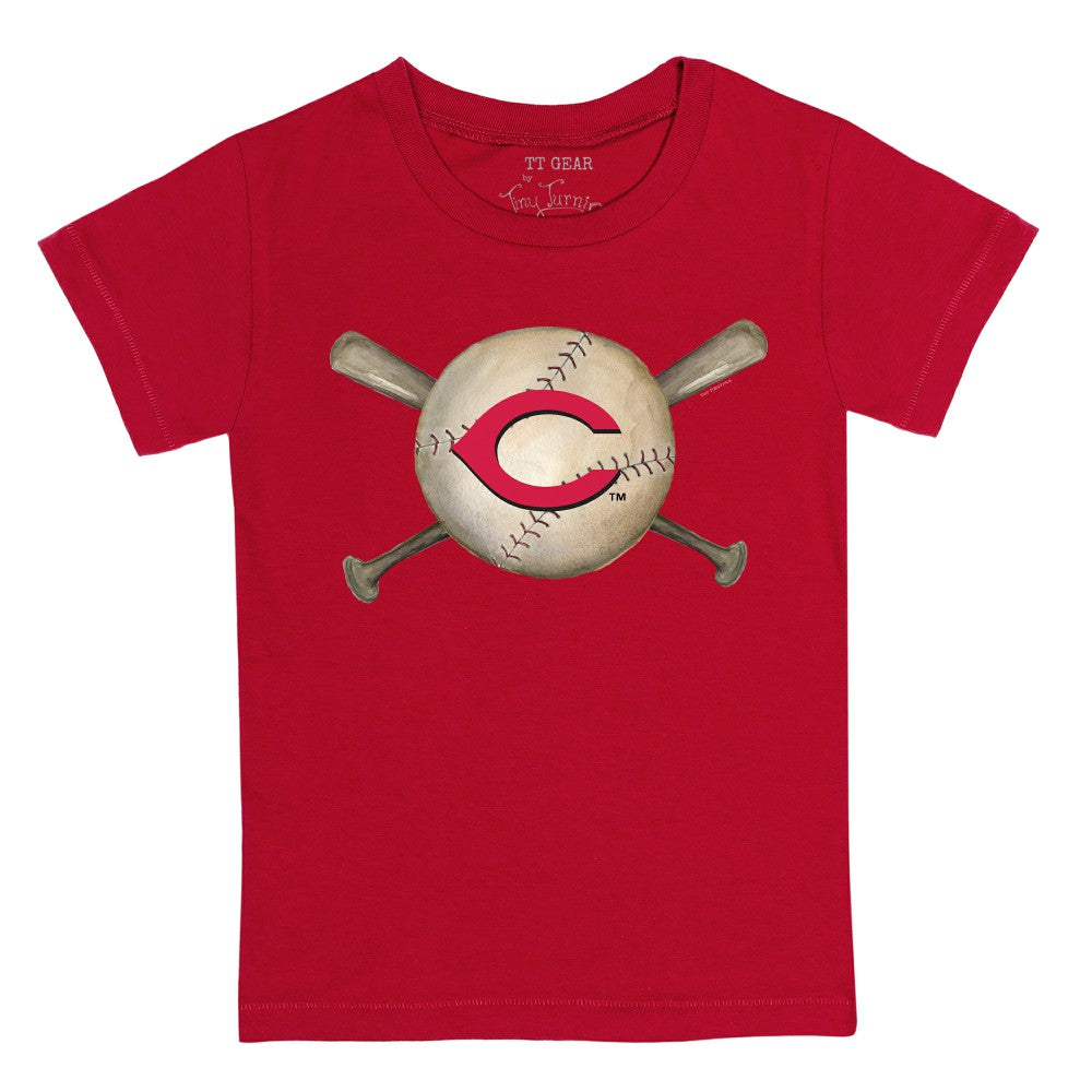 Cincinnati Reds Tiny Turnip Youth Baseball Cross Bats T-Shirt - Red