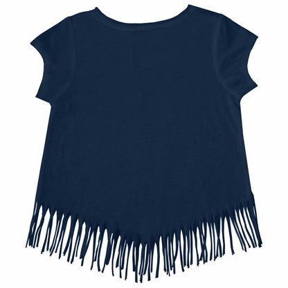 Milwaukee Brewers Tiny Turnip Girls Youth Baseball Flag Fringe T-Shirt - Navy