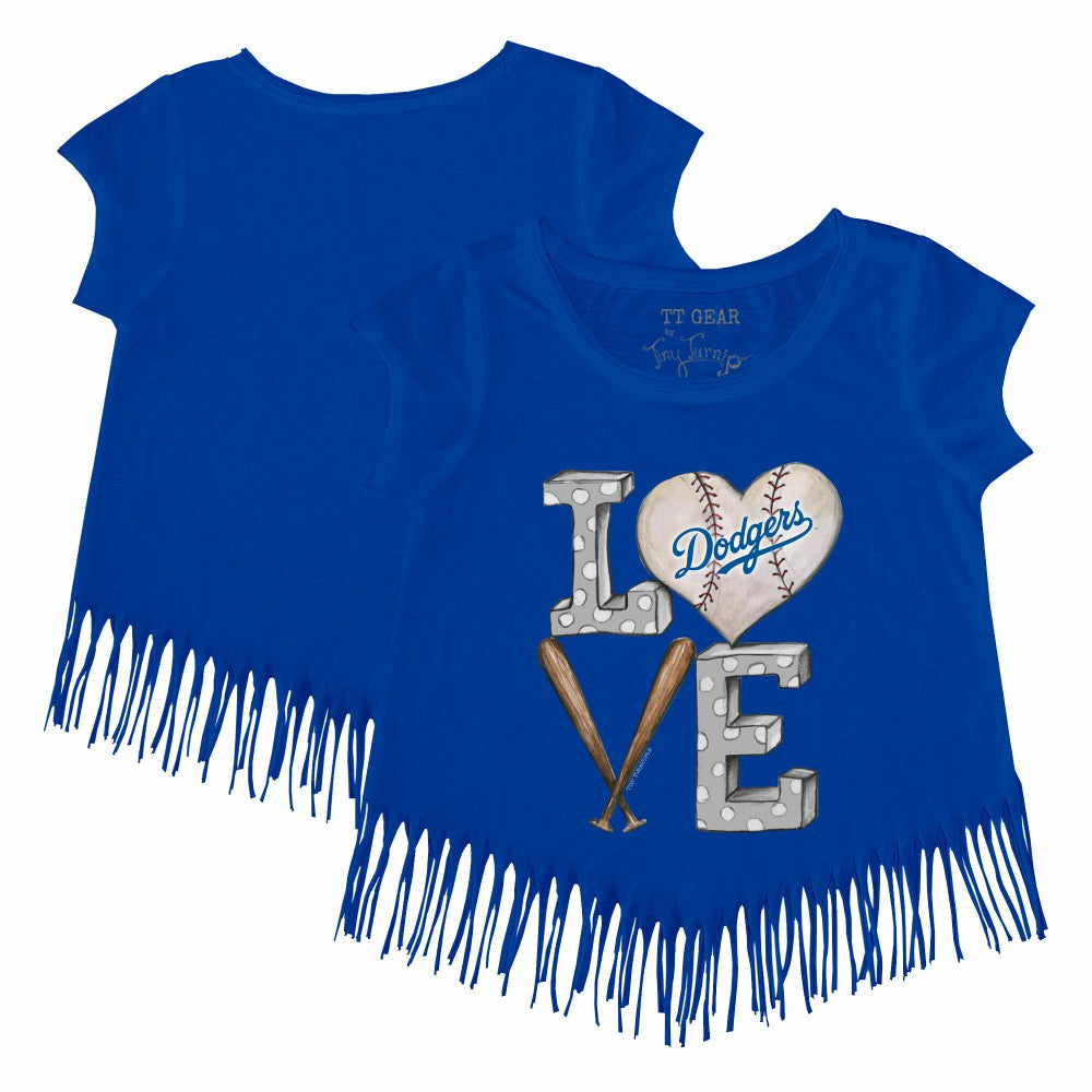 Los Angeles Dodgers Tiny Turnip Girls Youth Baseball Love Fringe T-Shirt - Royal