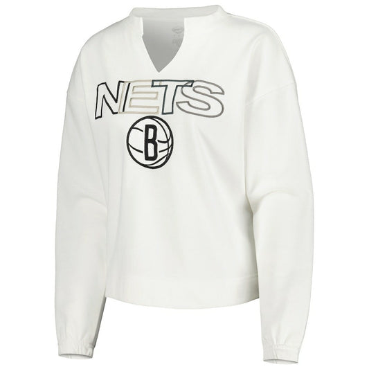 Brooklyn Nets Concepts Sport Women's Sunray Notch Neck Long Sleeve Top - White discount