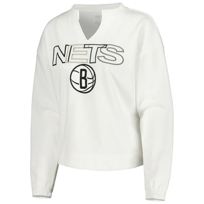 Brooklyn Nets Concepts Sport Women's Sunray Notch Neck Long Sleeve Top - White discount