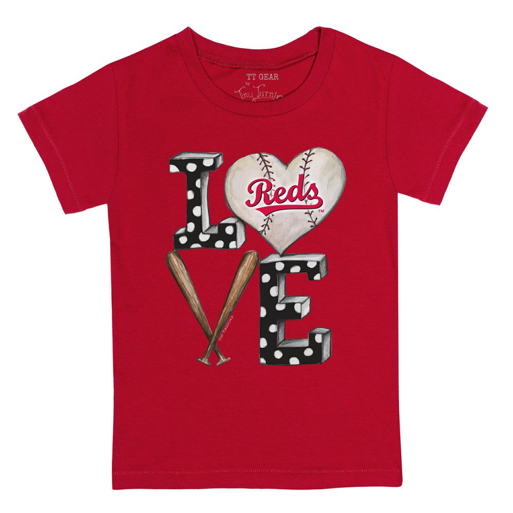 Cincinnati Reds Tiny Turnip Youth Baseball Love T-Shirt - Red